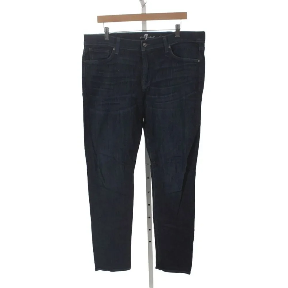 7 For All Mankind Mens Straight Jeans Blue Mid Rise Cotton Size 38
